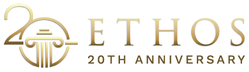 Ethos Insurance Partners - Healthcare Professional Liability Wholesalers - 20th Anniversary Logo in Gold